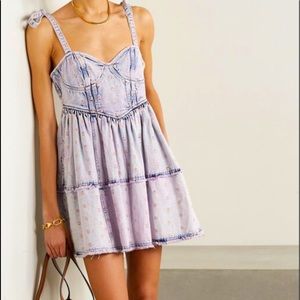 LoveShackFancy Denim Tiered Polkadot Dorna Dress